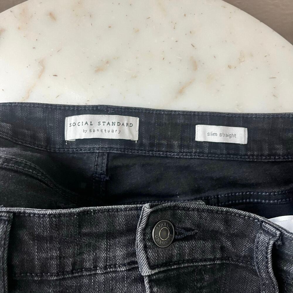 Anthropologie Social Standard by Sanctuary Slim Straight Black Gray Jeans 10 30 - Picture 5 of 8